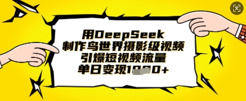用DeepSeek制作鸟世界摄影级视频，引爆短视频流量，单日变现1k-沐羽项目网