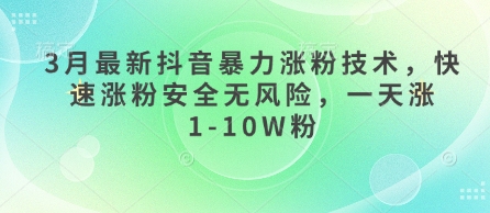 3月最新抖音暴力涨粉技术，快速涨粉安全无风险，一天涨1-10W粉-沐羽项目网