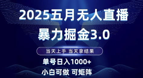 2025五月无人直播暴力掘金3.0，当天上手，当天拿结果，单号日入1k+小白可做可矩阵【揭秘】-沐羽项目网