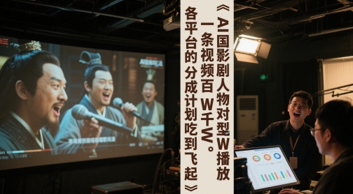 AI三国影视剧人物对口型唱歌玩法，一条视频百W千W播放，各平台的分成计划吃到飞起-沐羽项目网