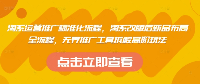 淘系运营推广标准化流程，​淘系改版后新品布局全流程，无界推广工具拆解高阶玩法-沐羽项目网