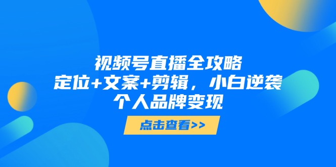 视频号直播全攻略，定位+文案+剪辑，小白逆袭个人品牌变现-沐羽项目网