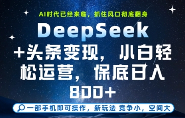DeepSeek+头条变现，保姆级教学，小白轻松上手，日入8张+【揭秘】-沐羽项目网