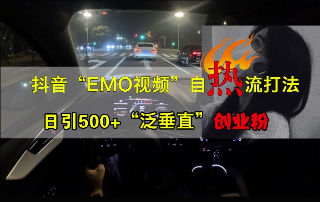 抖音EMO视频自热打法，日引500+“泛垂直”创业粉-沐羽项目网