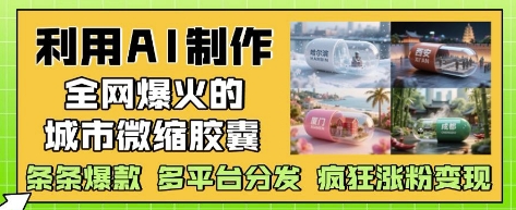 利用AI制作全网爆火的城市微缩胶囊，条条爆款， 多平台分发，疯狂涨粉变现-沐羽项目网