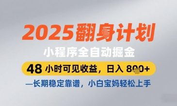 2025小程序全自动掘金，48 小时可见收益，日入8张，长期稳定靠谱，小白宝妈轻松上手【揭秘】-沐羽项目网