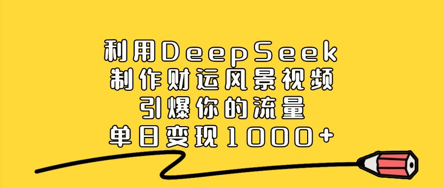 利用DeepSeek制作财运风景视频，引爆你的流量，单日变现1000+-沐羽项目网