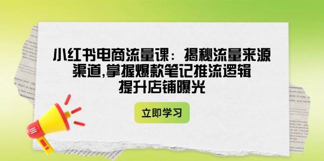 小红书电商流量课：揭秘流量来源渠道,掌握爆款笔记推流逻辑,提升店铺曝光-沐羽项目网
