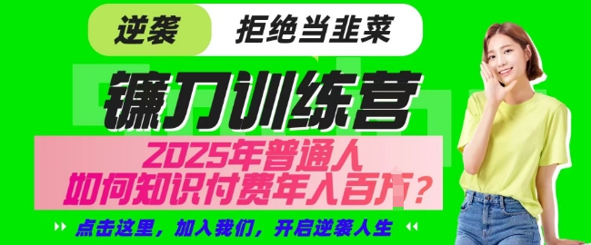【网创项目终点站-镰刀训练营超级IP合伙人】25年普通人如何通过知识付费实现逆袭【揭秘】-沐羽项目网