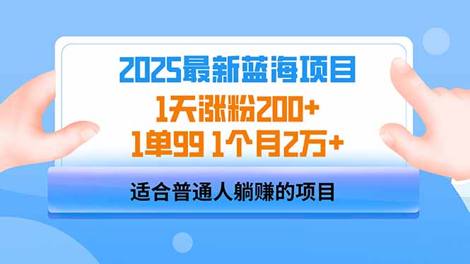 2025蓝海项目 1天涨粉200+ 1单99 1个月2万+-沐羽项目网
